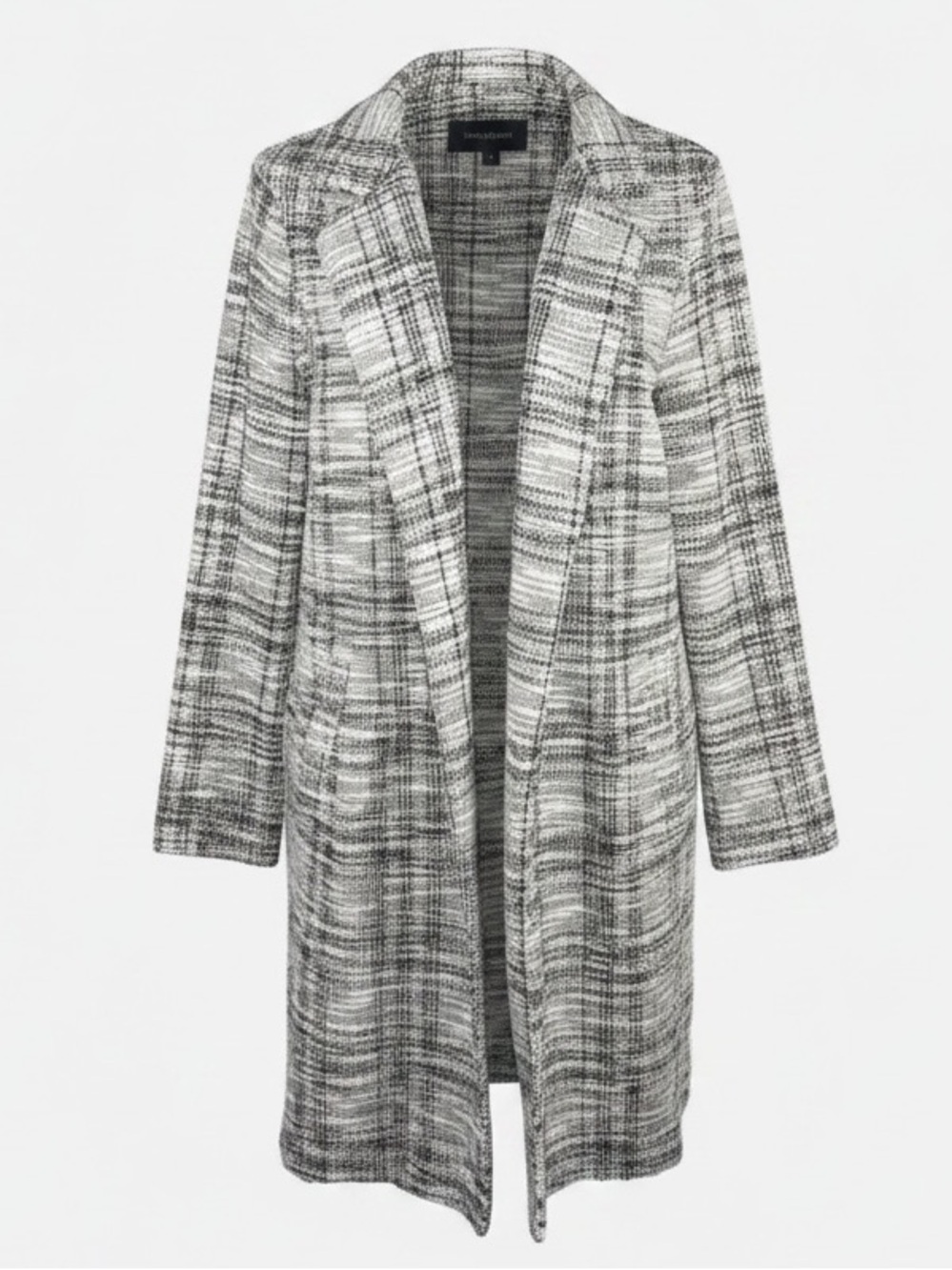 Melloday Open Front Lightweight Plaid Topper Black Ivory from Nordstrom size L